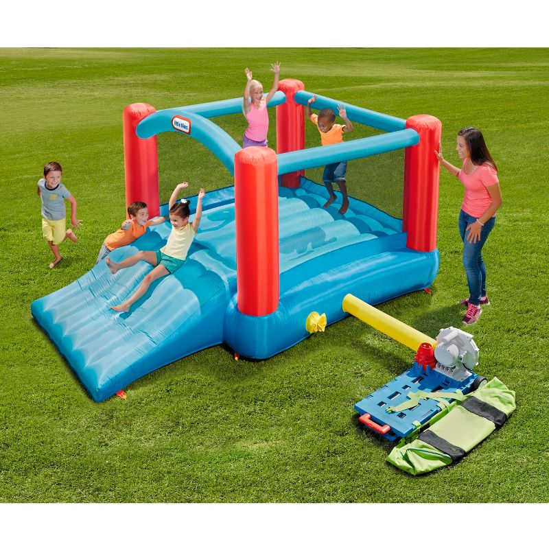Costway Inflatable Water Slide Crab Dual Slide Bounce House Splash Pool W/ 950W Blower