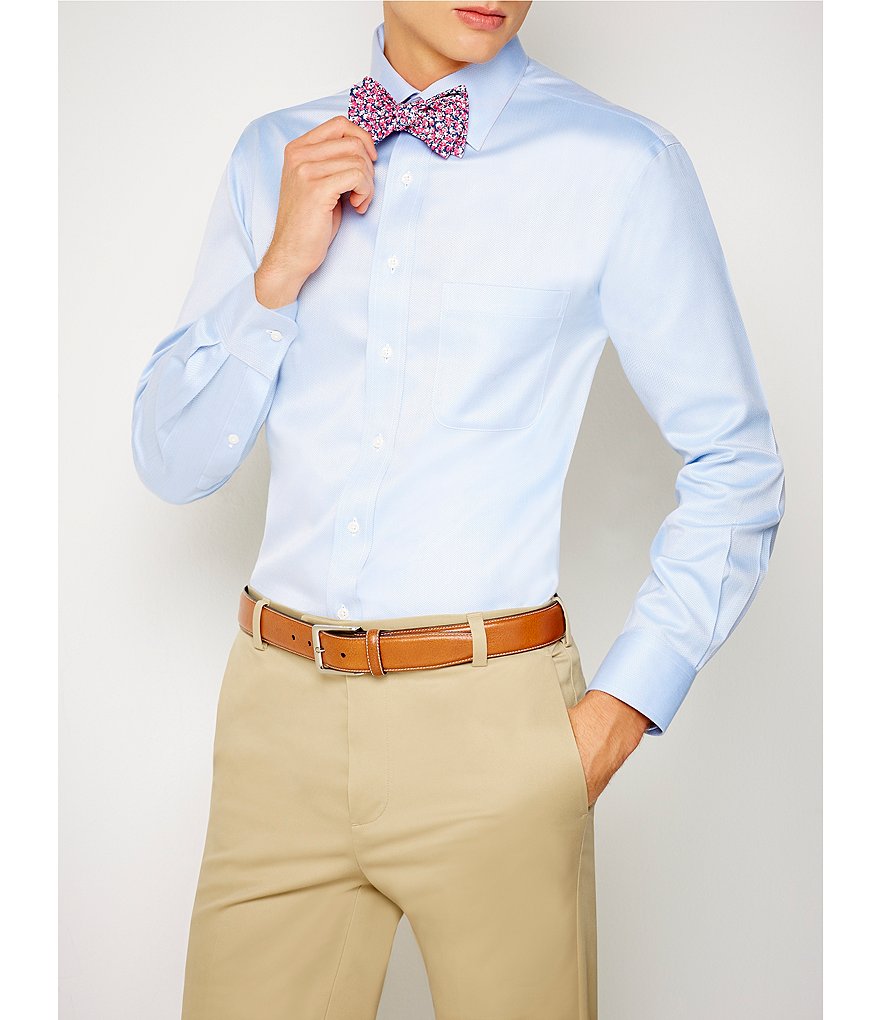 Psycho Bunny Non-Iron Modern Fit Spread Collar Solid Dress Shirt