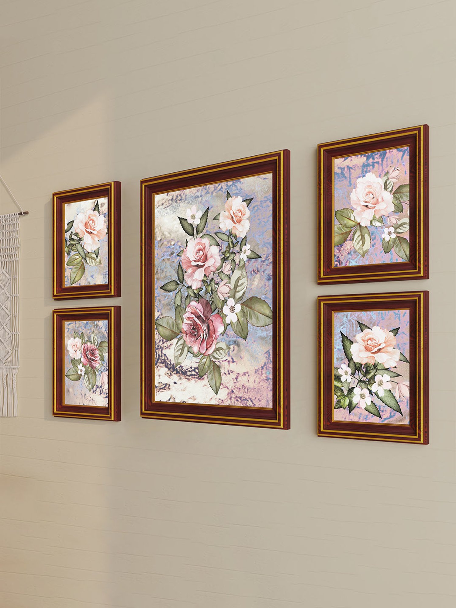 Art Street Printed Brown Engineered Wood Photo Frames (Set of 5)