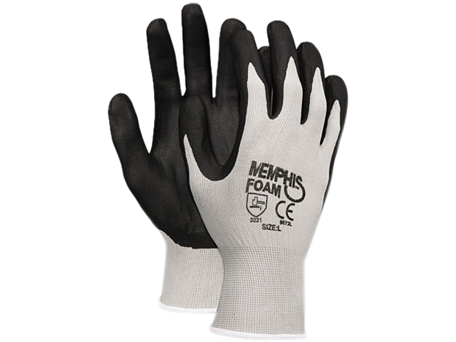 Memphis 9673XL Economy Foam Nitrile Gloves, Gray/Black, Dozen