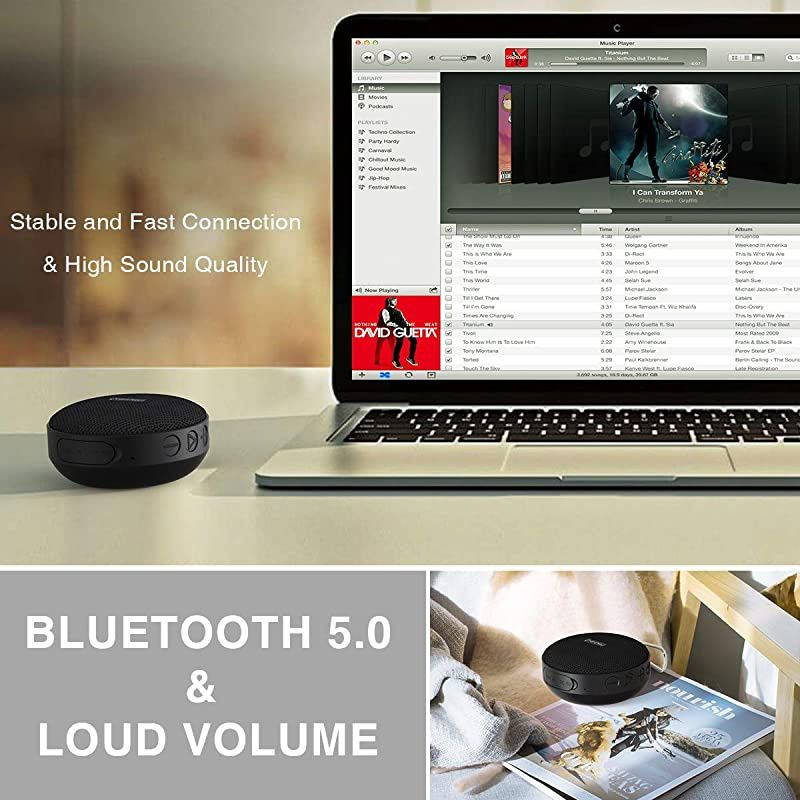 Shower Speaker IPX7 Waterproof Outdoor Bluetooth Speaker with Suction Cup Portable Mini Wireless Speaker with Builtin Mic Stereo Sound and Bluetooth 50 for Bathroom Pool Beach