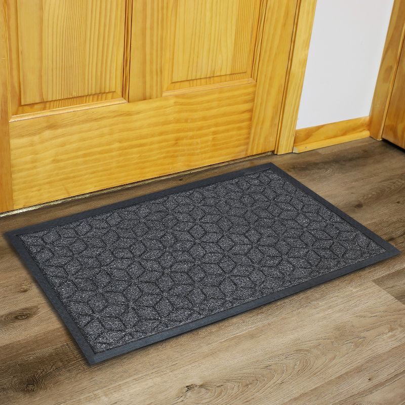 1'6"x2'6" Rectangle Outdoor Pressed or Molded Geometric Accent Rug Gray - Sunnydaze Decor