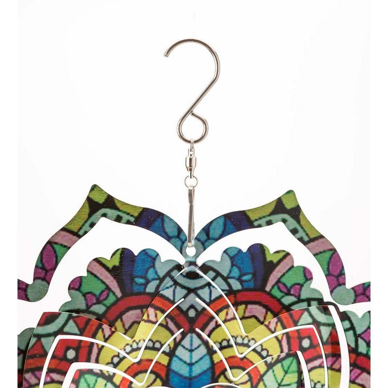 Wind & Weather Flower Mandala Optical Illusion Hanging Metal Spinner