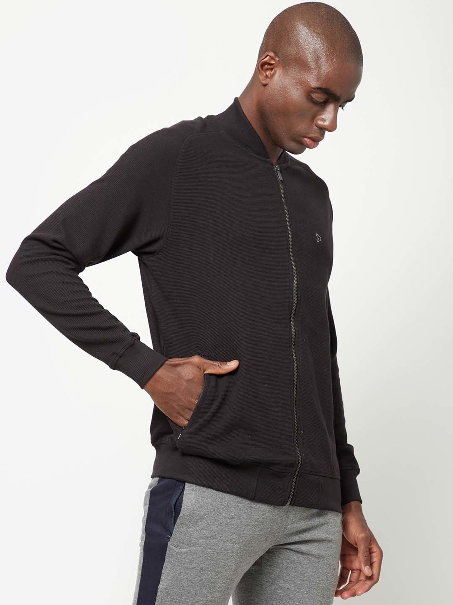Sporto Black Regular Fit Bomber Jacket