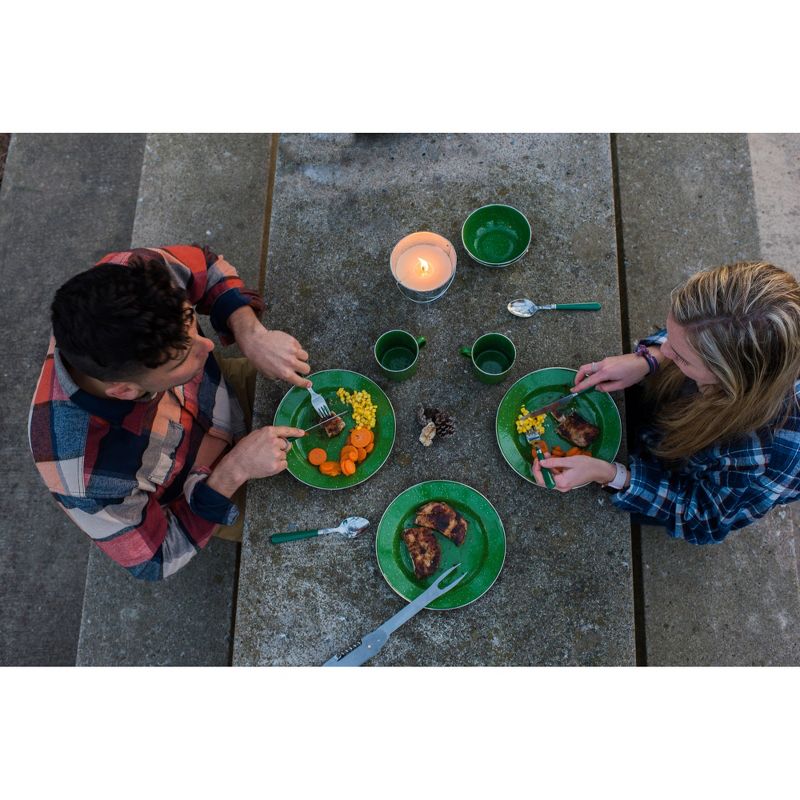 Stansport Enamel Camping Tableware Set 24 Pieces Green