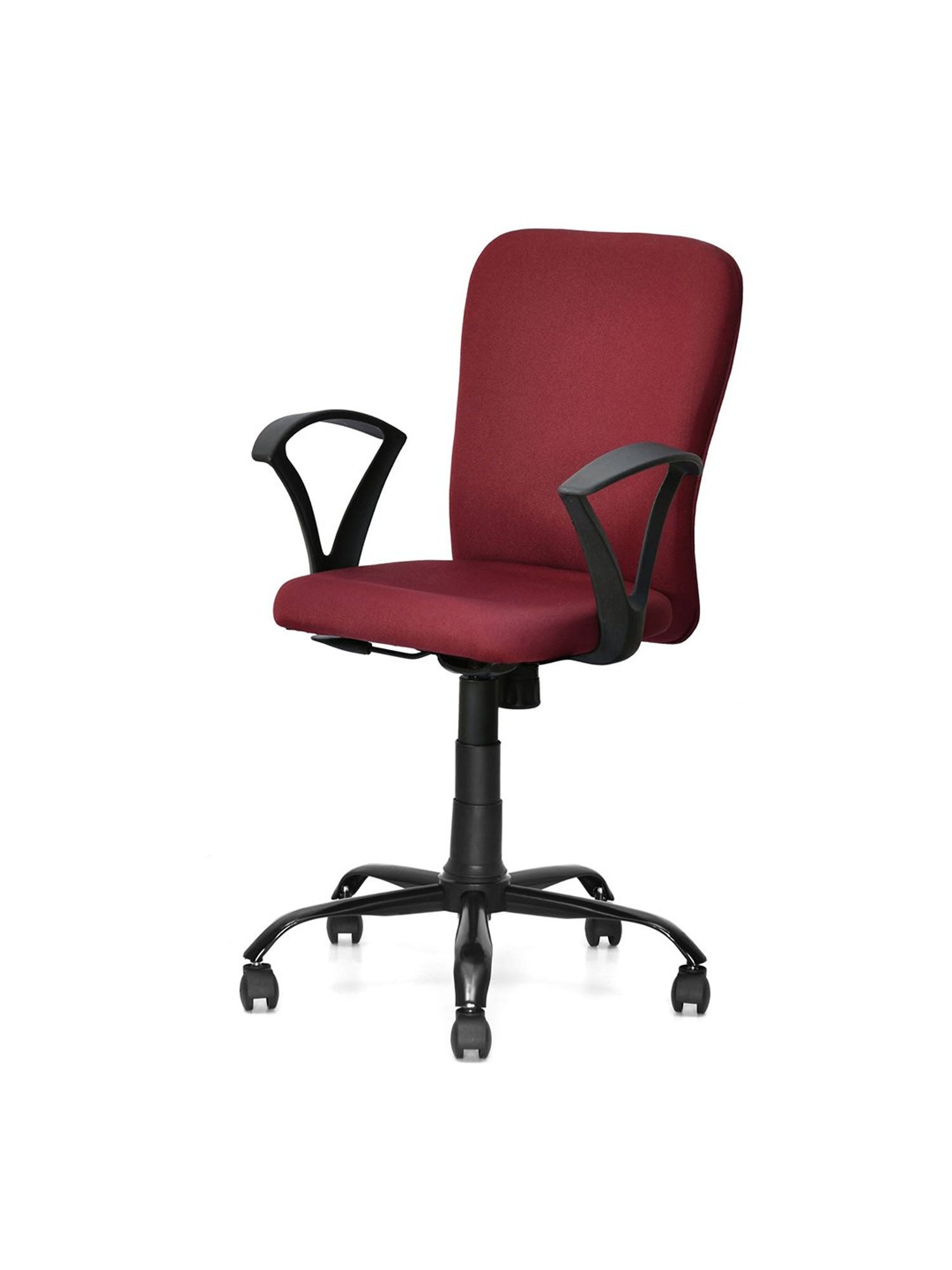 Nilkamal Lusaka Maroon Fabric Ergonomic Mid Back Office Chair with Height Adjustable