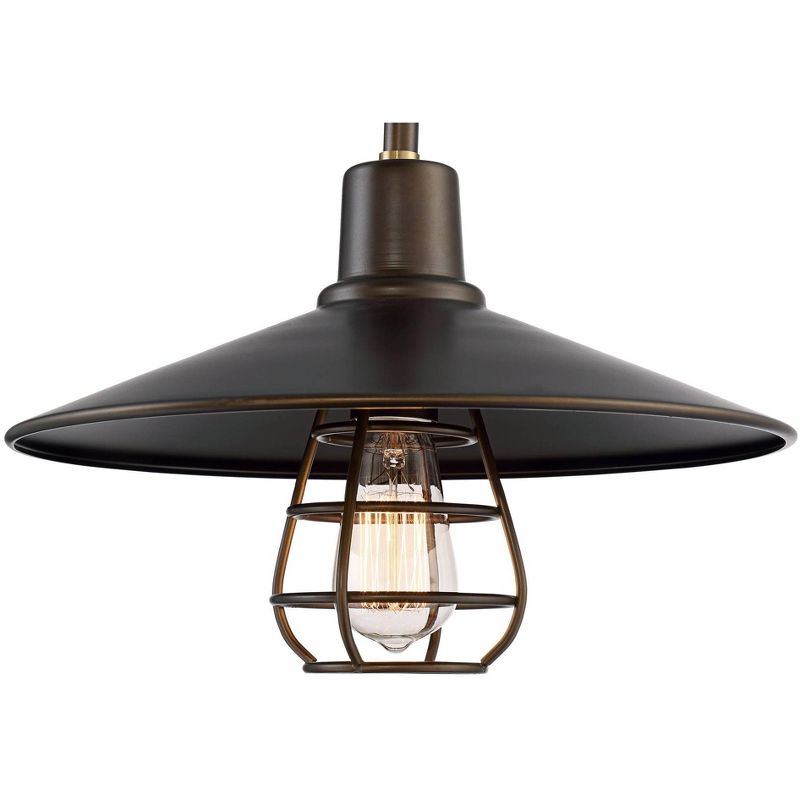 Franklin Iron Works Industrial Floor Lamp Oiled Rubbed Bronze Metal Cage Barn Light Shade for Living Room Reading Bedroom Office