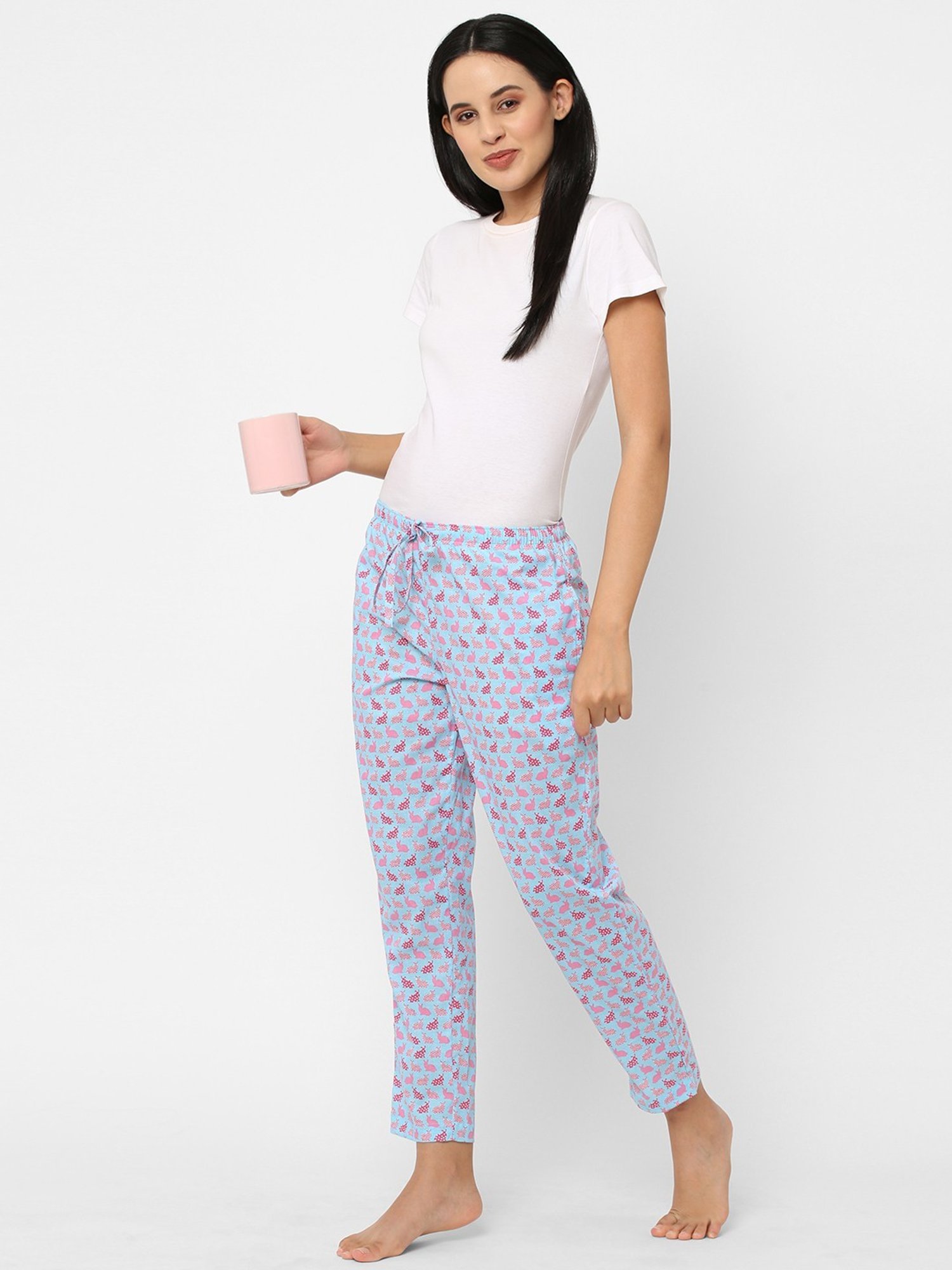 Urban Scottish Light Blue Printed Lounge Pants