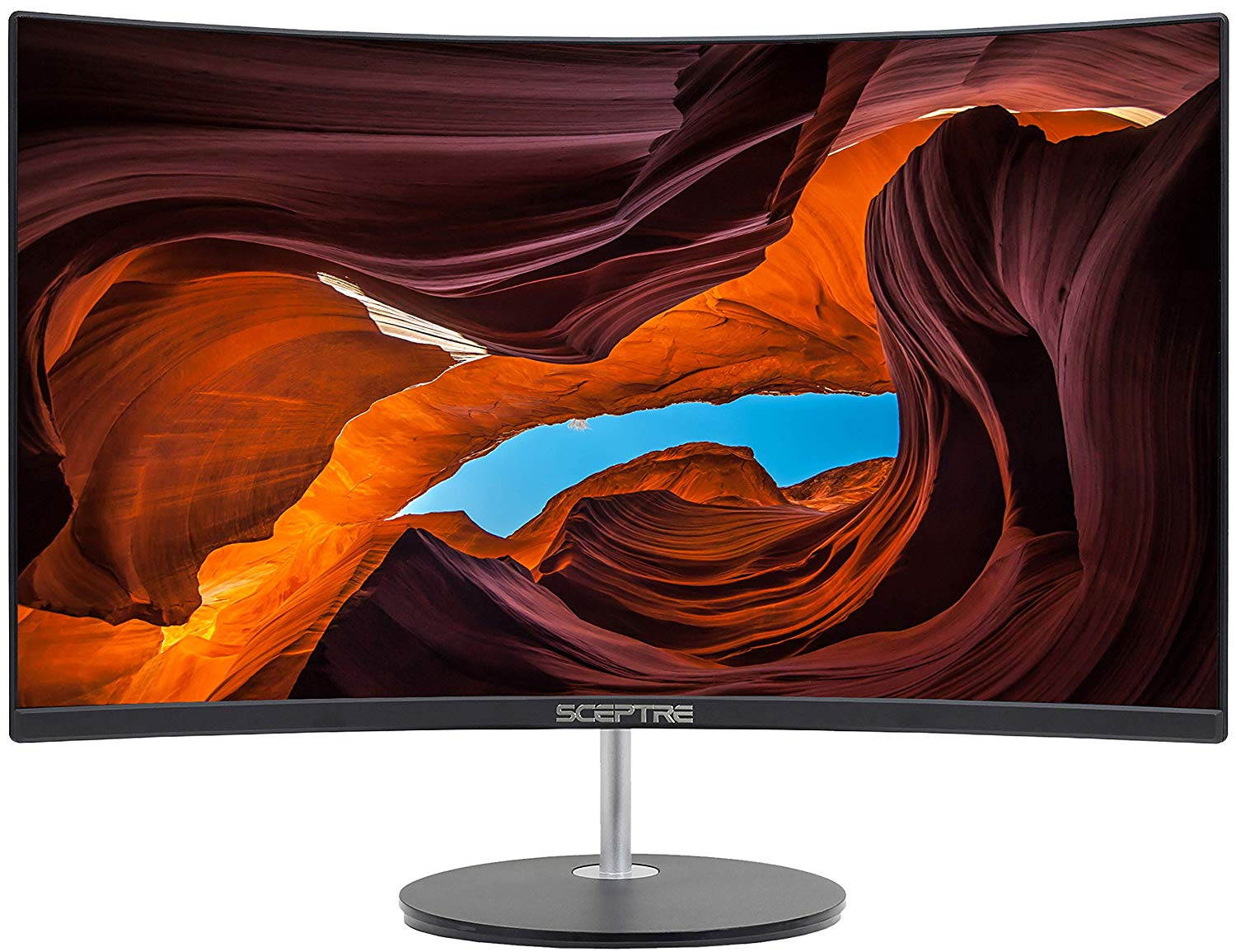 Sceptre 27" Curved 75Hz LED Monitor HDMI VGA Build-in Speakers, Edge-Less Metal Black 2019, Updated Sceptre 27" Curved 75Hz LED Monitor HDMI VGA Build-in Speakers, 1920 x 1080 Full HD Resolution