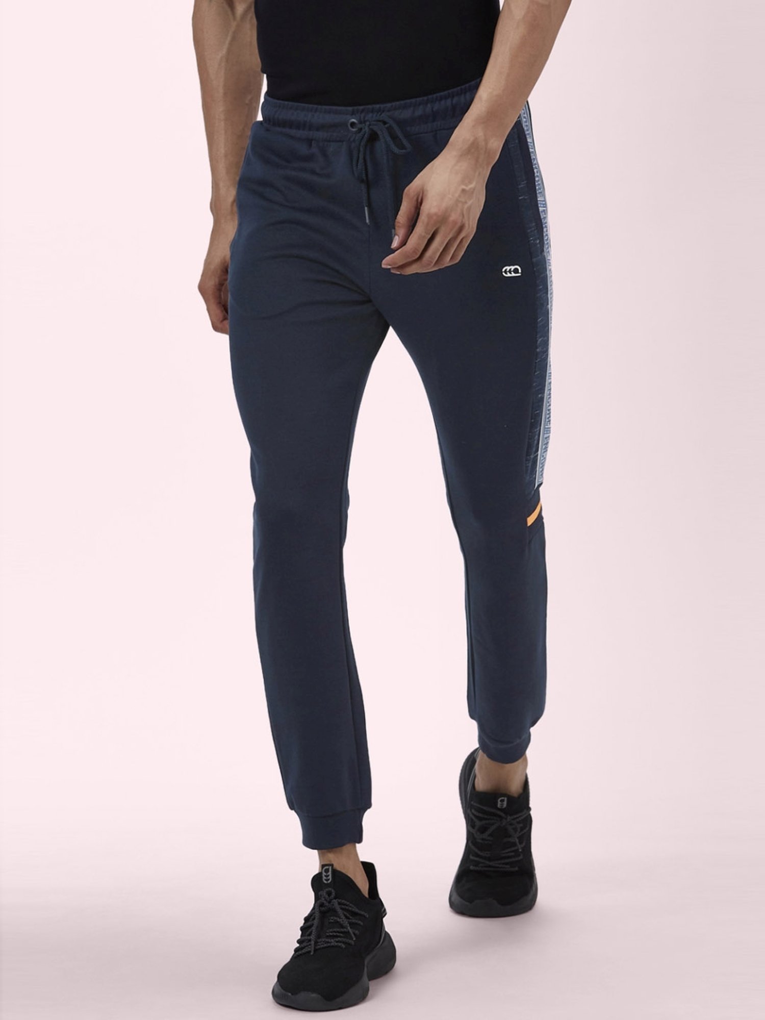 Ajile By Pantaloons Blue Cotton Slim Fit Printed Sports Joggers