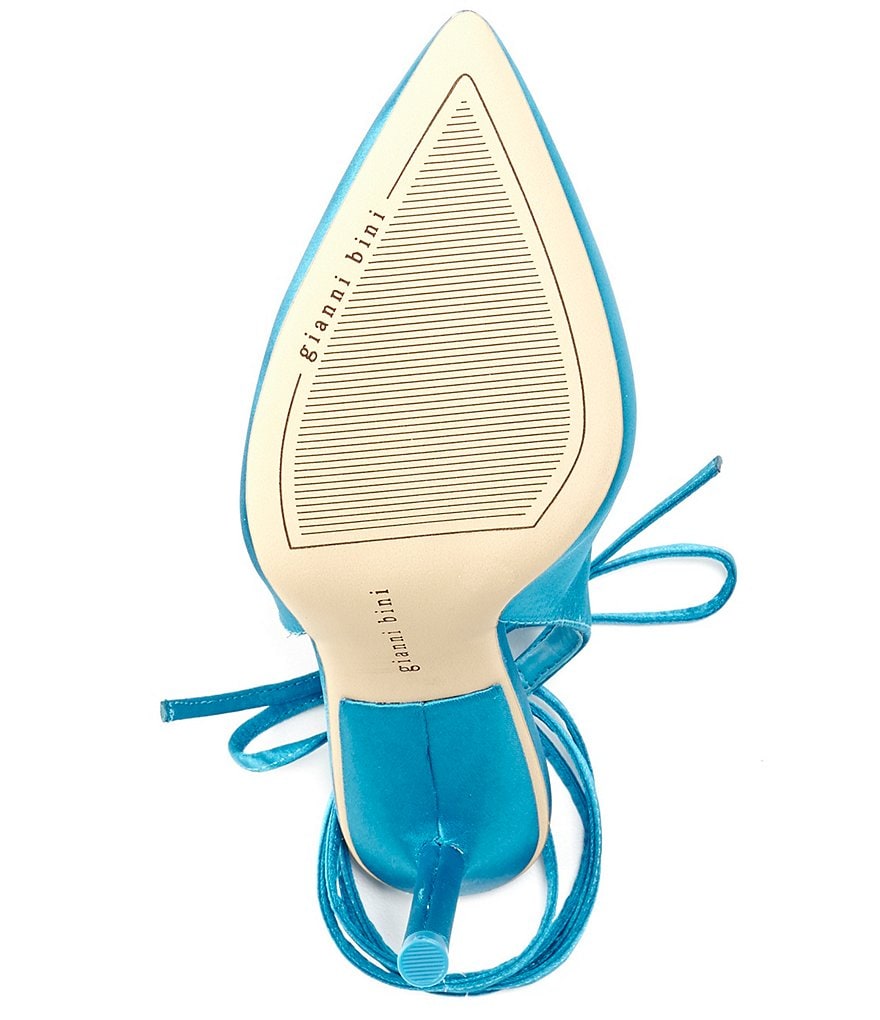 Gianni Bini Sirfeenah Satin Pointed Toe Ankle Wrap Pumps