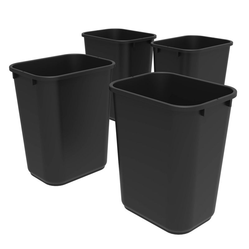 Storex 4pk Large/Tall Wastebaskets - Black