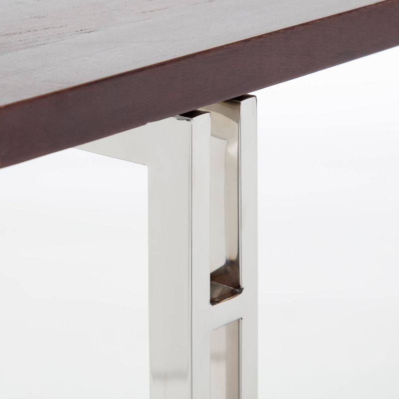 Highline Stainless Steel Metal Bench Dark Walnut Brown - Finch