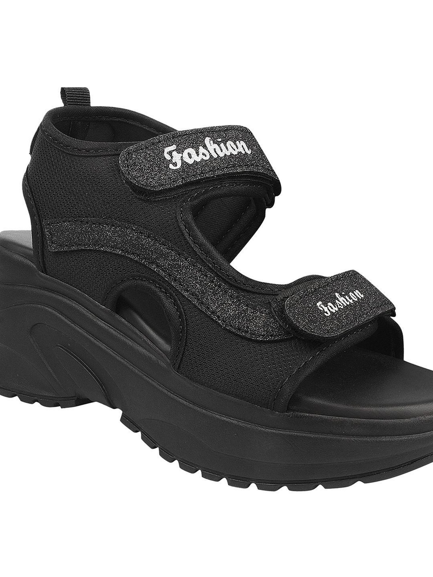 Shoetopia Women's Black Floater Sandals