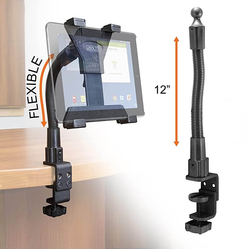 TabDock Flexpro Clamp- Heavy Duty C-Clamp Mount for All 7" - 10" Tablets ( iPad , Nexus, Samsung Galaxy Tab ) for Desks, Tables, Wheelchairs, etc : Great for Homes, Schools, Offices, Hospitals