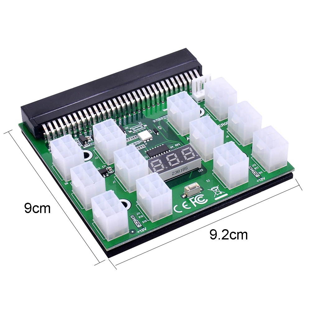 CHIPAL Power Module Breakout Board Kits with 12pcs 6Pin to 6+2 8Pin Power Cable for HP 1200W 750W PSU GPU Mining Ethereum ETH