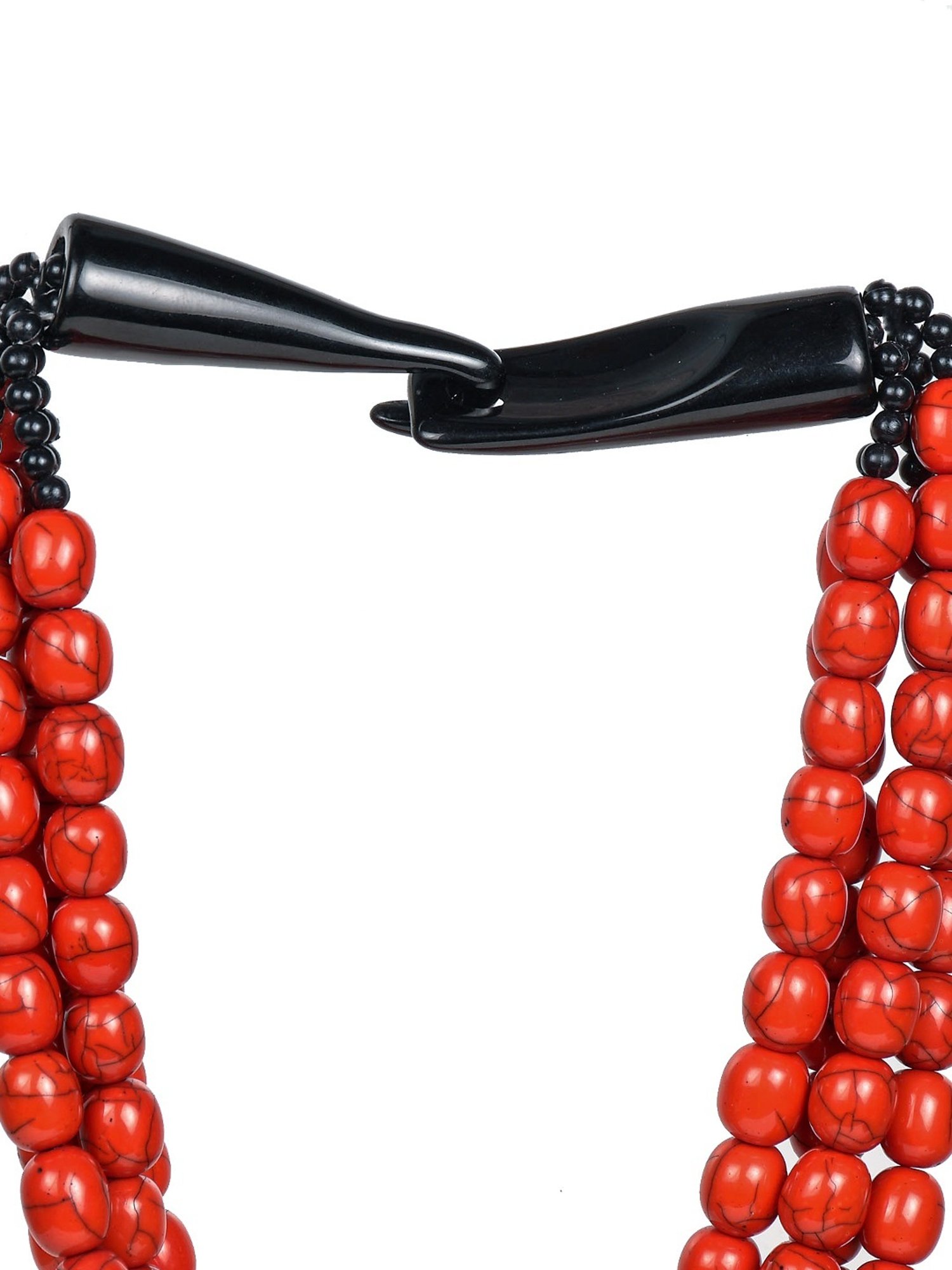 Imli Street Red Resin Beaded Handcrafted Tribal Necklace