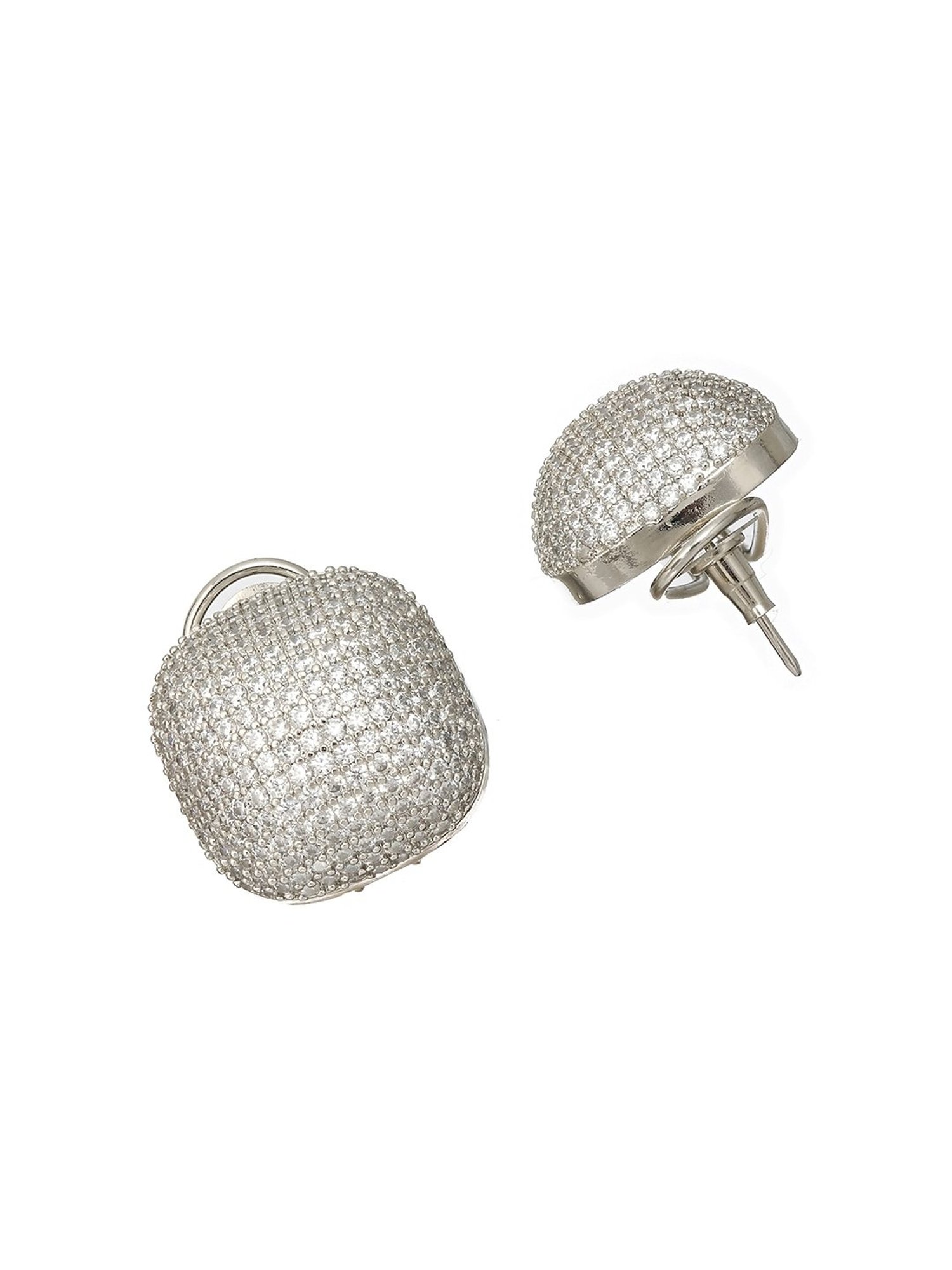 Saraf RS Jewellery White Rhodium Zircon Square Studds Earring