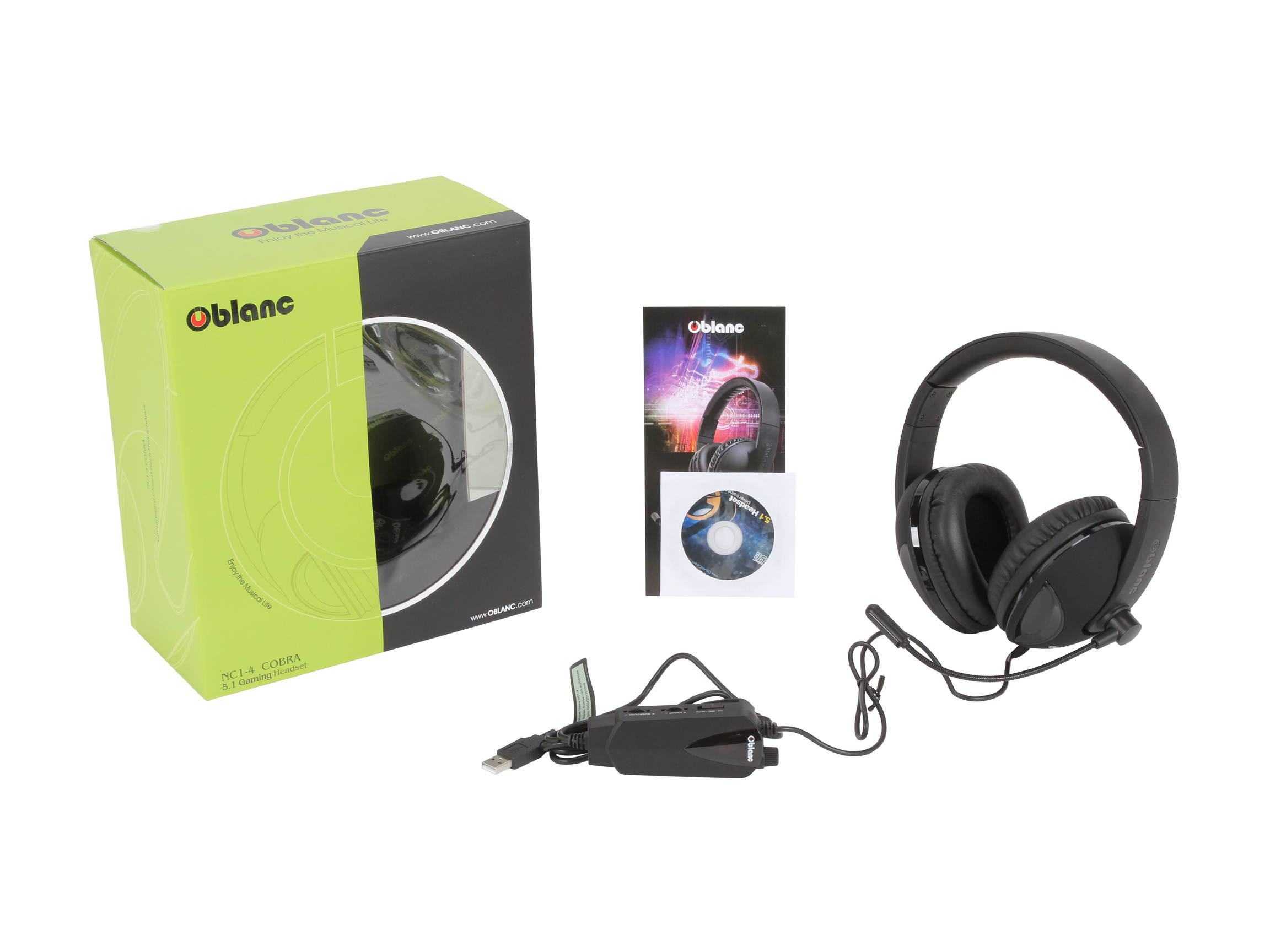 SYBA Cobra Black OG-AUD63065 COBRA510 NC2 5.1 Surround Sound Stereo Headphone with Boom Microphone