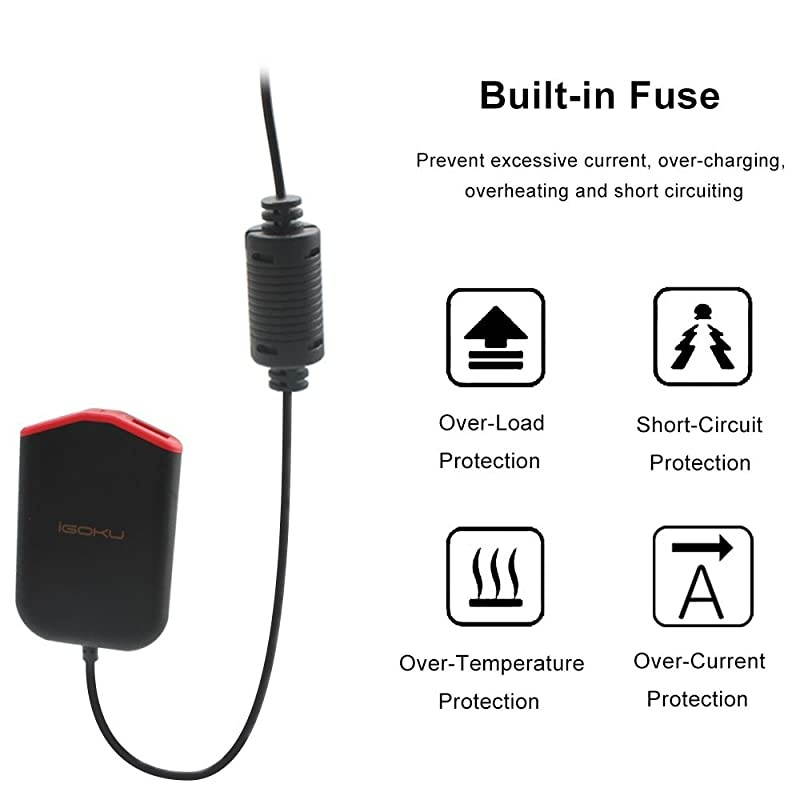 Car Charger USB 4 Ports 48W 96A with Builtin Fuse Designed for Front and Back Seat Quick Charge Smart Identification for iPhone iPad Galaxy Note Nexus HTC