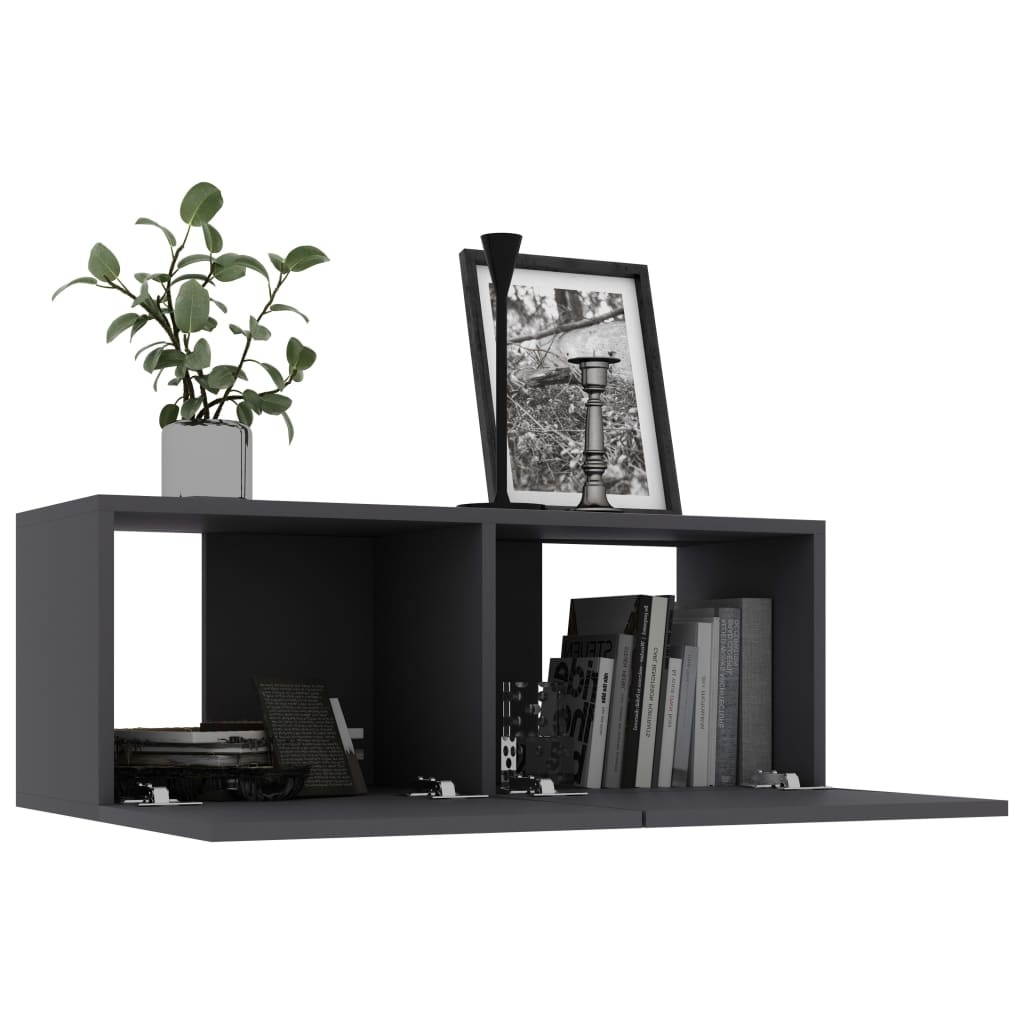 vidaXL TV Cabinet Gray Chipboard TV Stand Storage Chest Lowboard Stereo Hi-Fi