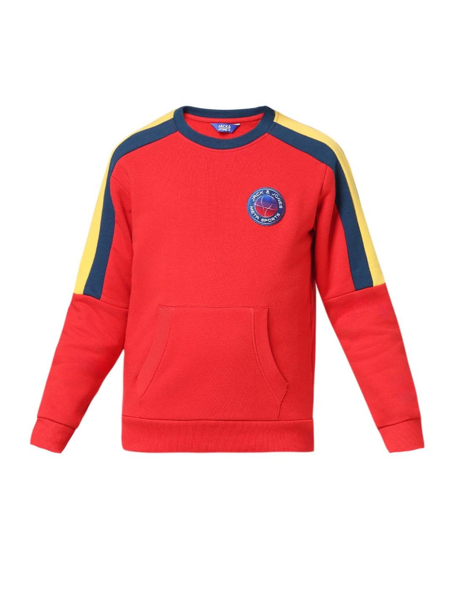 Jack & Jones Junior Mars Red Striped Full Sleeves Sweatshirt