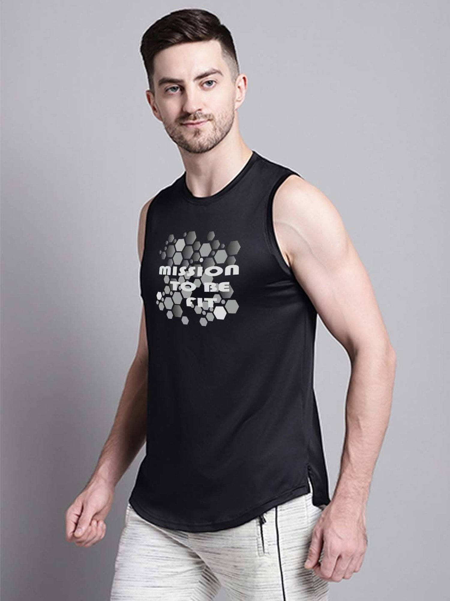 Friskers Black Regular Fit Graphic Sports T-Shirt