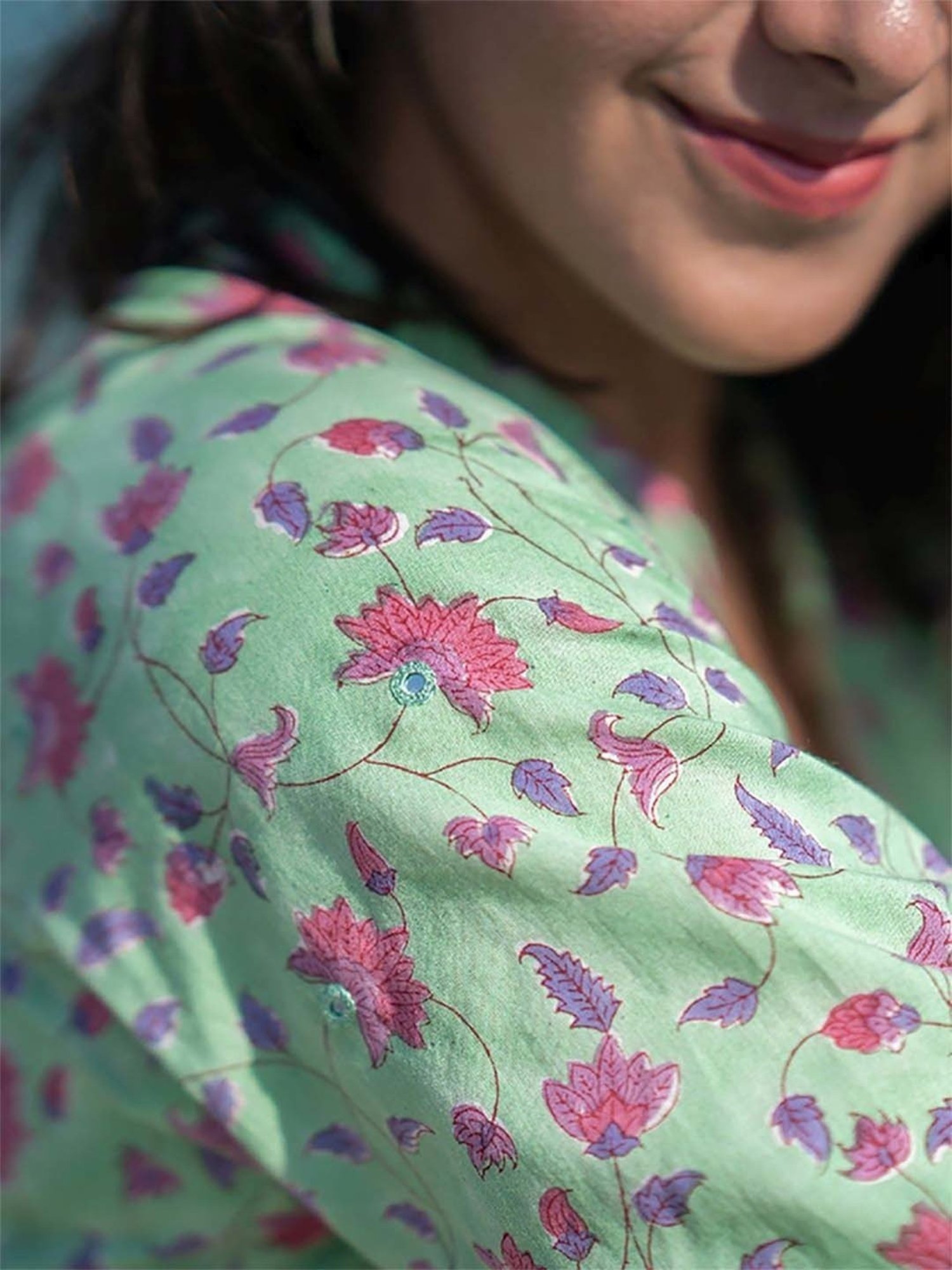 Okhai Lagom Pista Green Pure Cotton Hand Embroidered Bomber Jacket