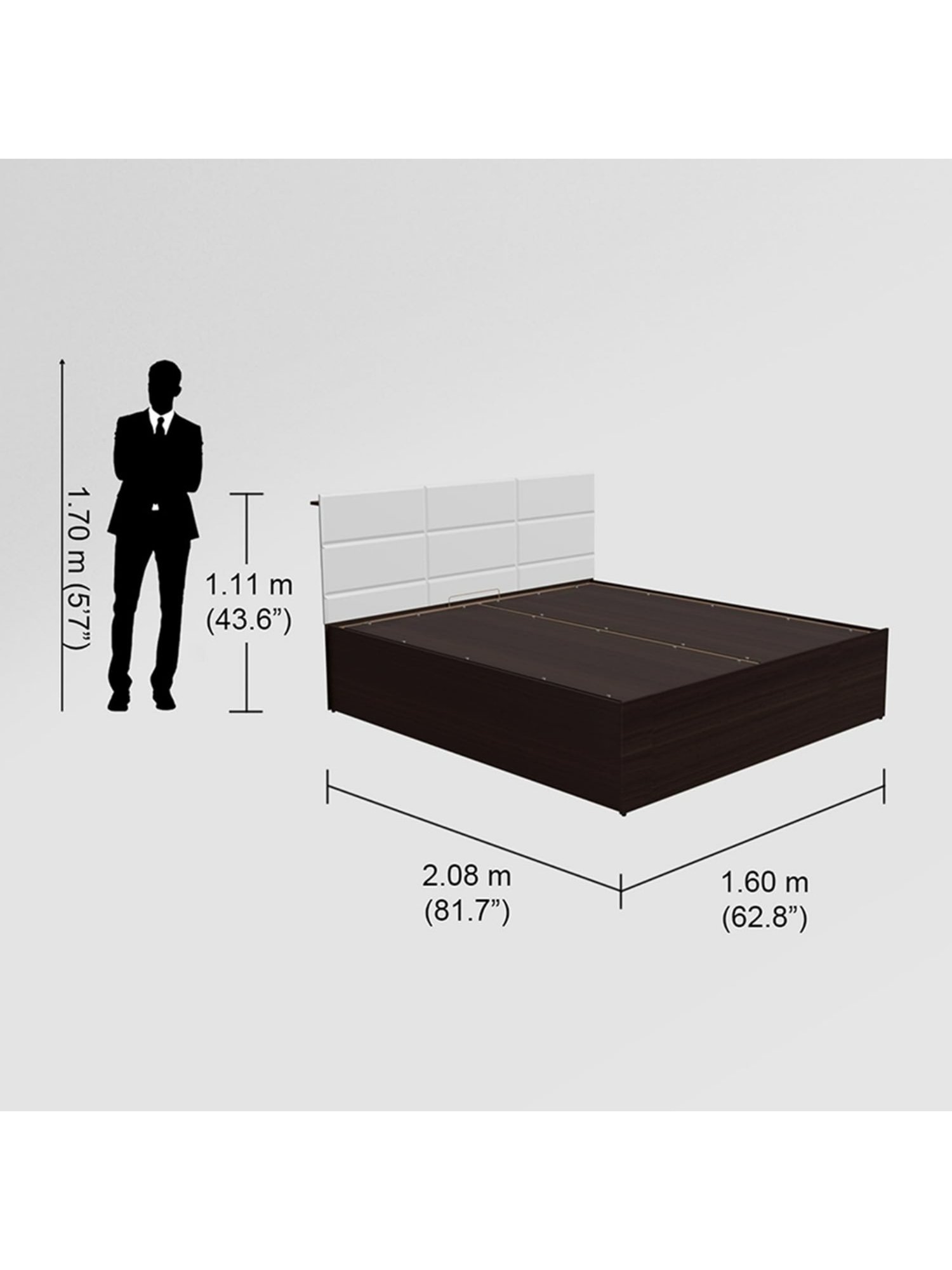 Godrej Interio Chocolate Morf White Engineered Wood Queen Bed with Motorized Storage