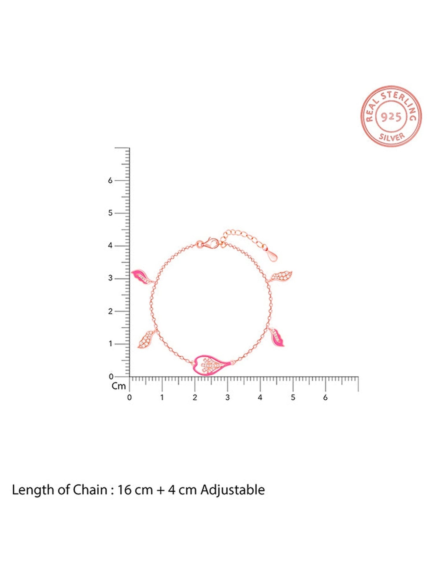 GIVA 92.5 Sterling Silver Bhumi Rose Gold Pink Rani Ebony Adjustable Bracelet