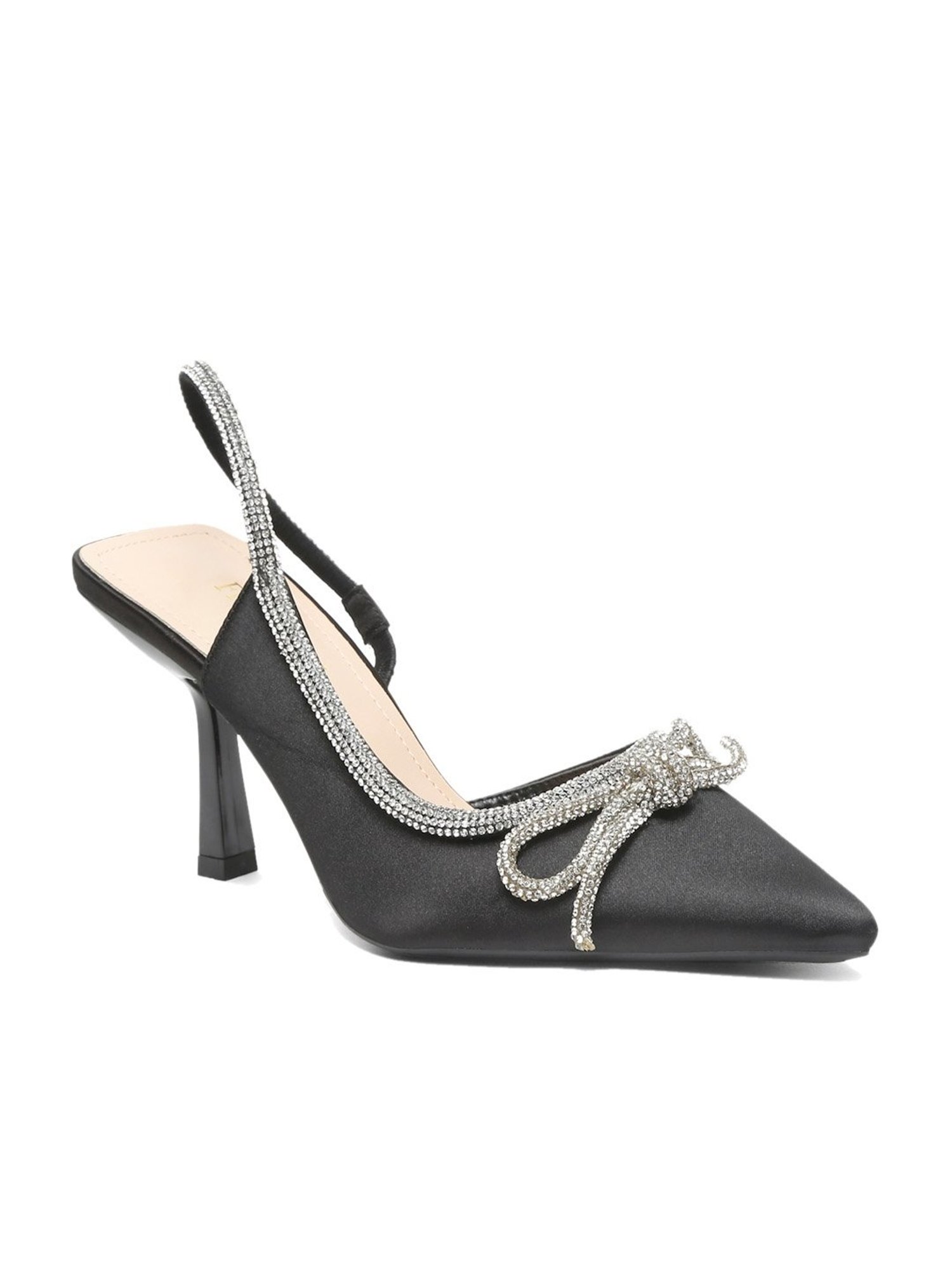 Flat N Heels Women's Black Sling Back Stilettos