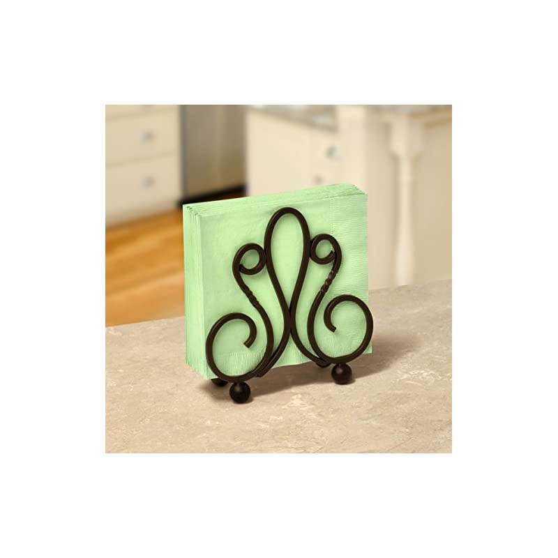 Patrice Vertical Kitchen Tables & Countertops, Dining Table & Kitchen Decor, Stylish Upright Napkin Holder, Bronze