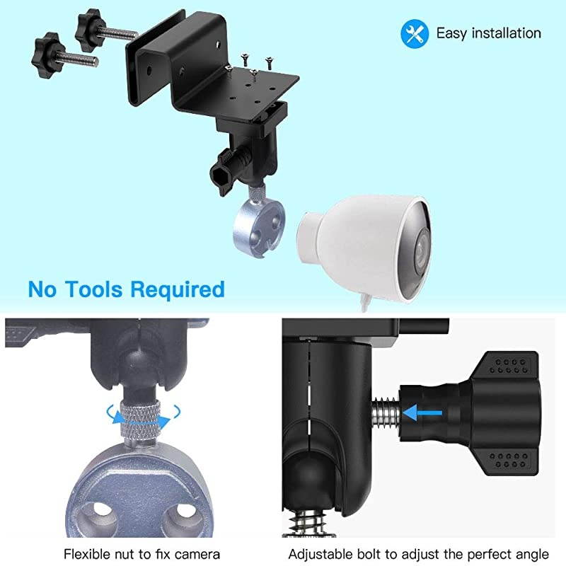 Weatherproof Gutter Mount Compatible with Nest Cam Outdoor - Metal Adapter -Nest Cam Accessories (Black)