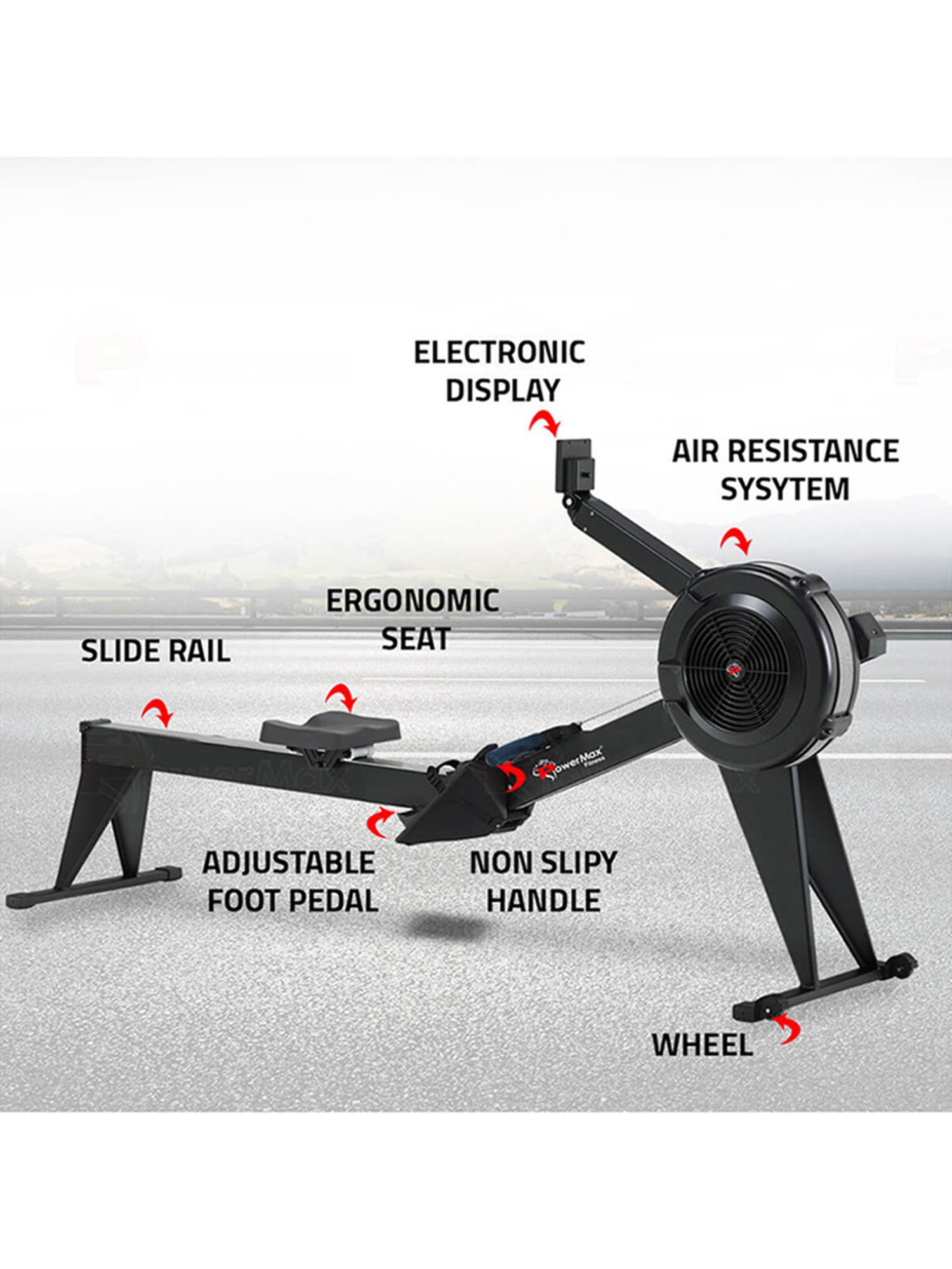 PowerMax Fitness RAC-2500 Rowing Machine (Black)