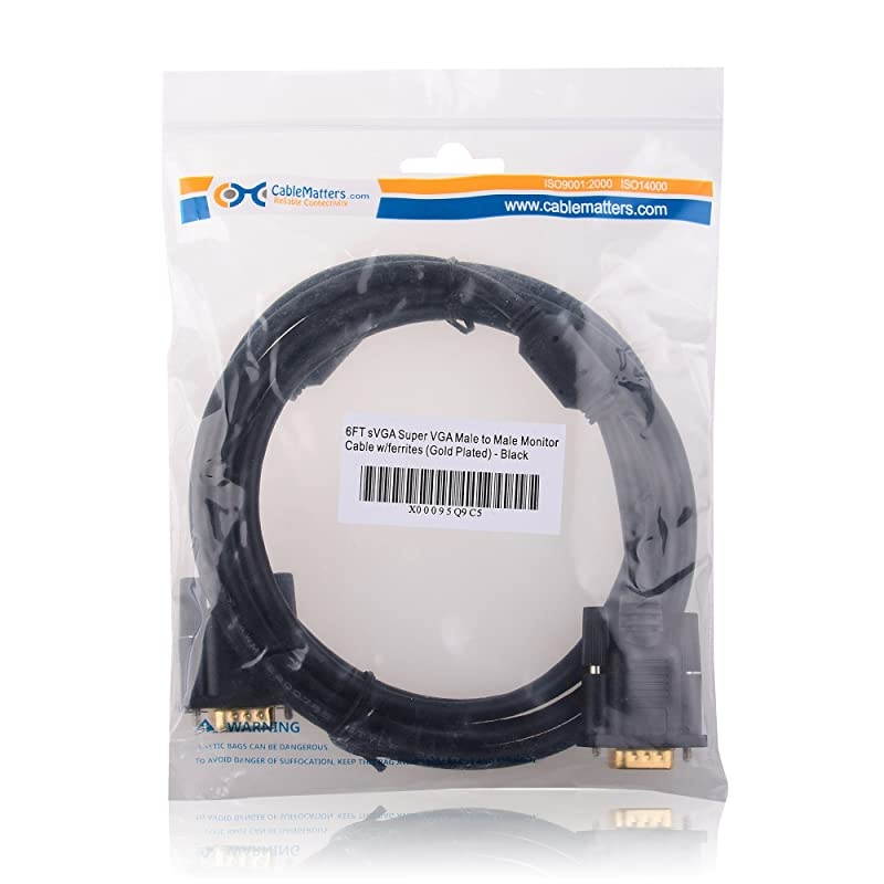 VGA to VGA with Ferrites (SVGA Cable) 6 Feet