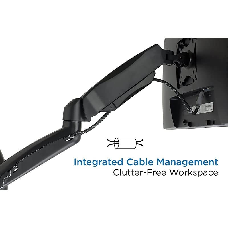 Dual Monitor Wall Mount Arms | Double Monitor Wall Mount | Two Full Motion Adjustable Articulating Gas Spring Arms | Fits 19 20 21 22 24 27 Inch Computer Screens with 75 or 100 VESA Patterns