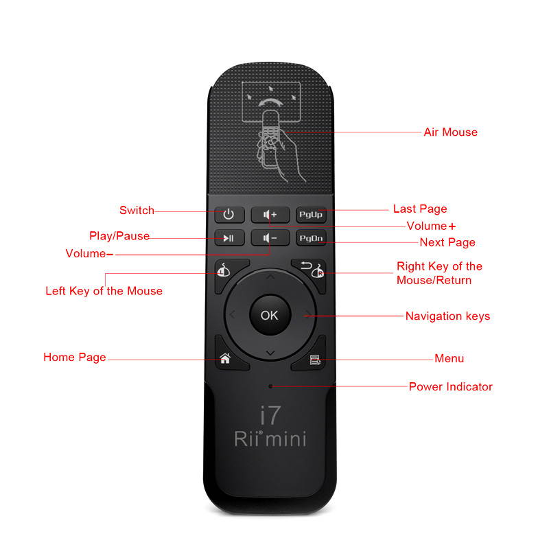 Rii Mini i7 2.4G Mini Wireless Air Mouse Remote Combo for TV BOX PC Laptop Mini PC