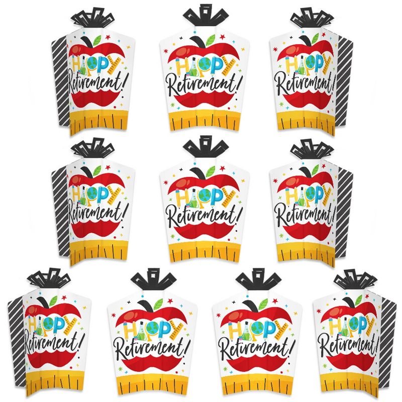 Big Dot of Happiness Teacher Retirement - Table Decorations - Happy Retirement Party Fold and Flare Centerpieces - 10 Count