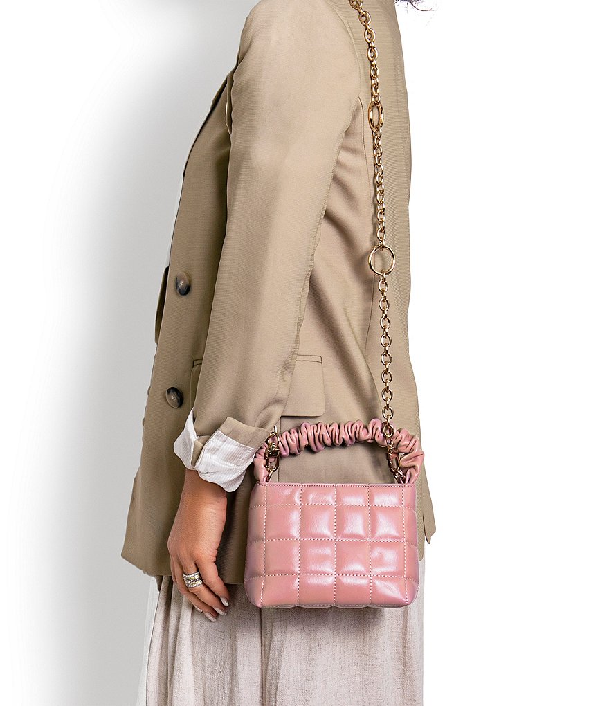 House of Want We Brunch Pebble Quilted Ruched Mini Vegan Leather Tote Bag