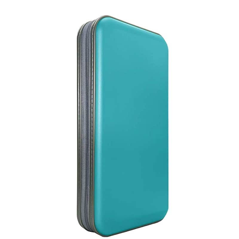 CD CaseDVD Storage DVD Case Holder VCD Wallet Organizer Protective Hard Plastic Portable Case 80 Capacity Sea Blue