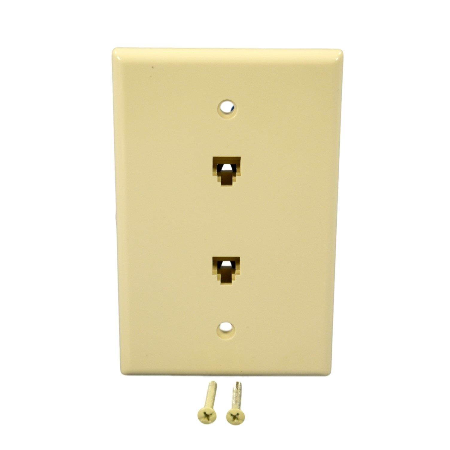 Cooper Wiring Devices 3547-4A Mid Size Flush Mount Wallplate with Two Phone Jack