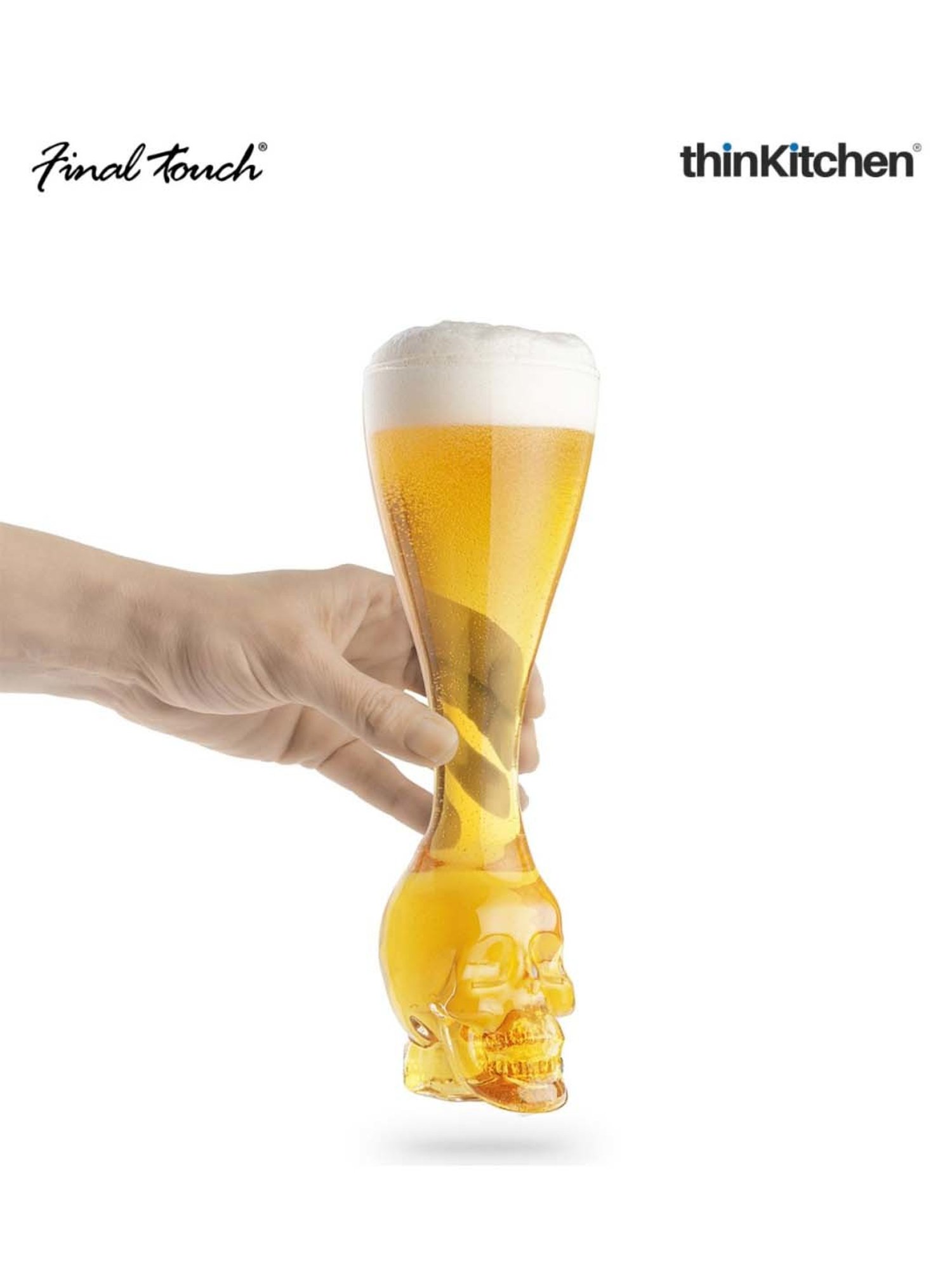 Final Touch Transparent Glass Brain Freeze Beer Glass & Stand (0.355 L)
