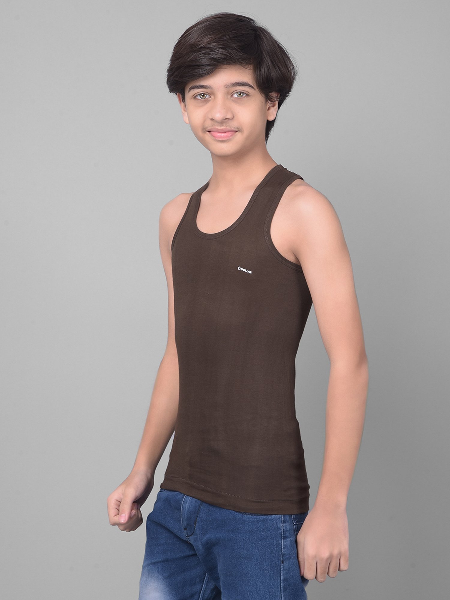 Dollar Bigboss Boys Multicolor Solid Vest (Pack Of 3)