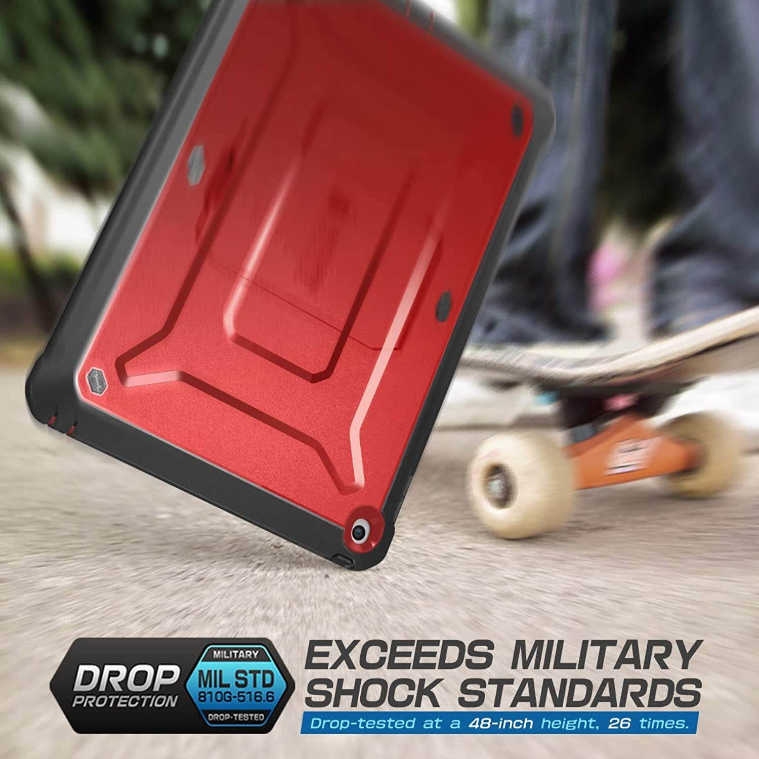 SUPCASE Unicorn Beetle Pro Series Case Designed for iPad 9.7 2018/2017, with Built-in Screen Protector & Dual Layer Full Body Rugged Protective Case for iPad 9.7 5th / 6th Generation(MetallicRed)