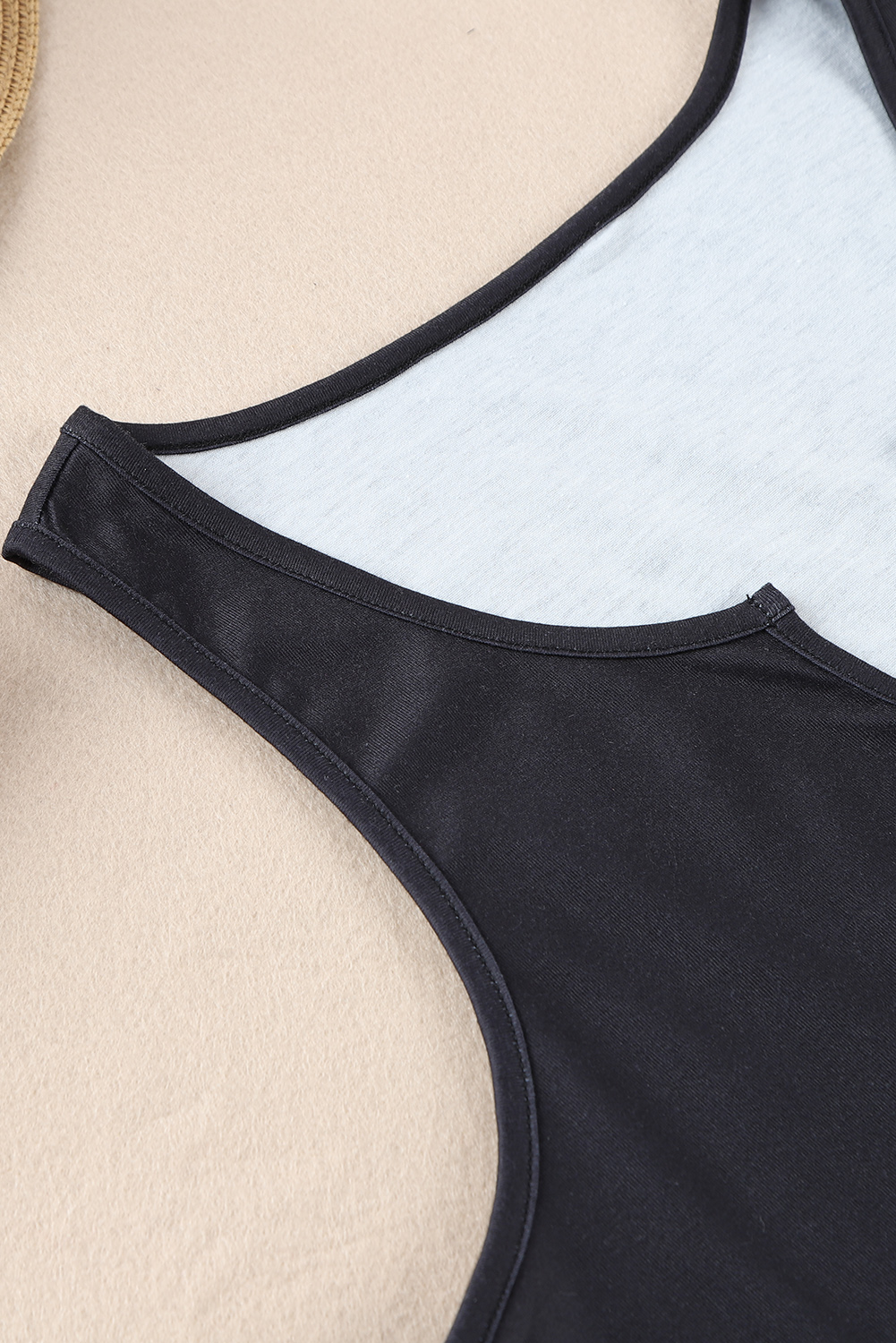 Black Gradient Leopard Split Neck Tank Top