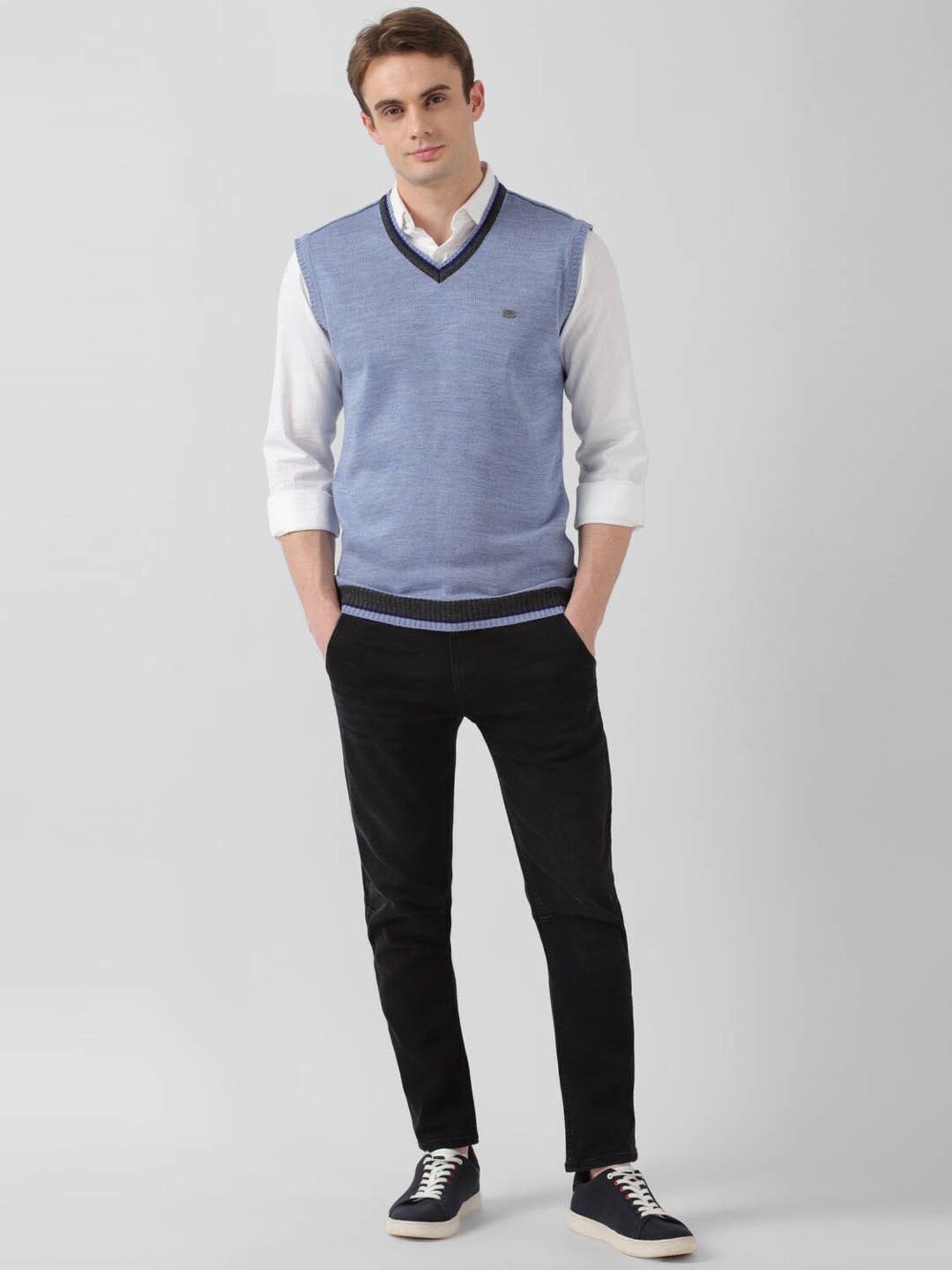 Peter England Blue Regular Fit Sweater