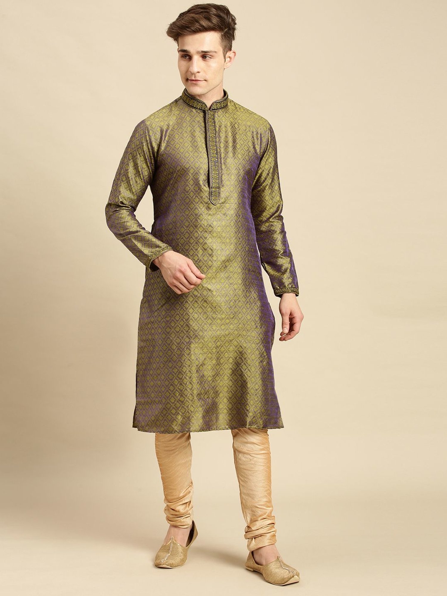 Sanwara Grren Regular Fit Printed Kurta Sets