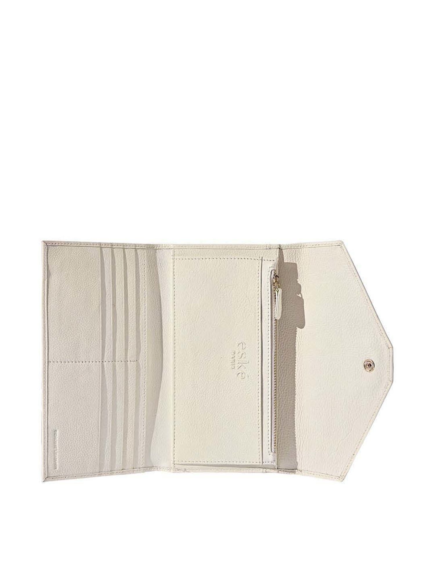 Eske Percy White Solid Tri-Fold Wallet for Women