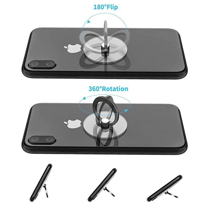 Phone Ring Holder, Transparent Phone Ring Holder 360&deg;Rotation Finger Ring Stand Phone Ring Grip Compatible with Almost All Phones/Phone Cases (Round)