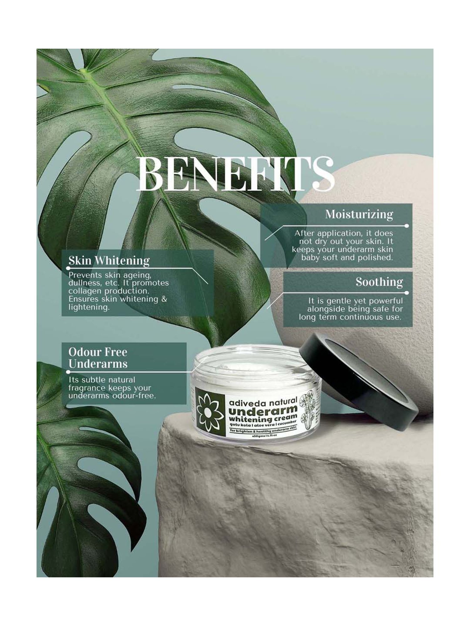 Adiveda Underarm Skin Whitening Cream - 50 gm